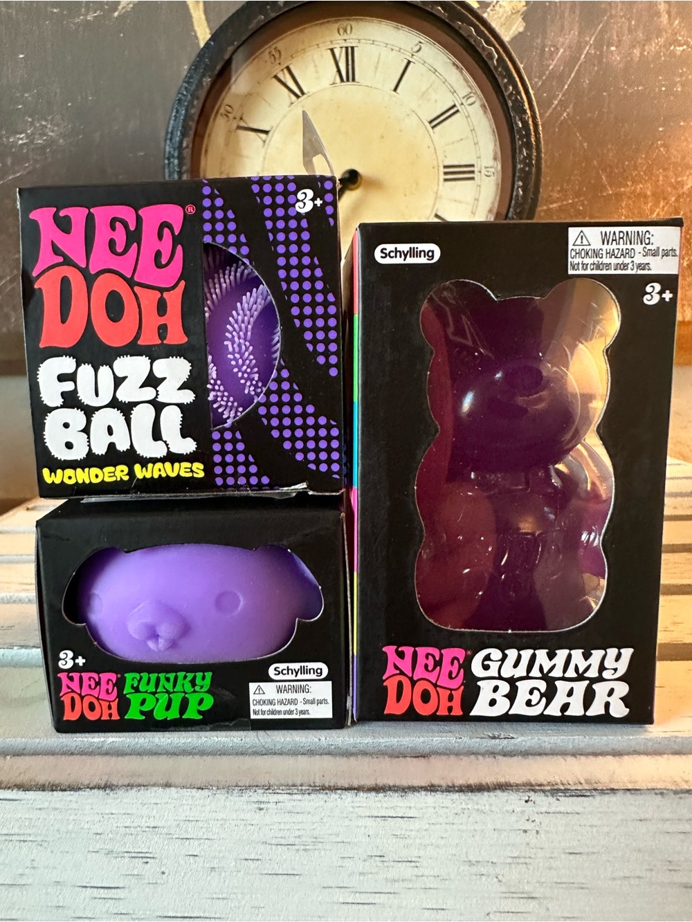 πππ NeeDoh Purple Gummy Bear, Waves Fuzz Ball, and Funky Pup πππ - Picture 1 of 3